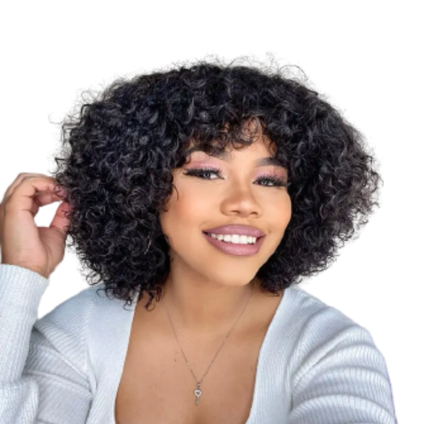 Curly Brazilian Hair Fringe Wig "8".