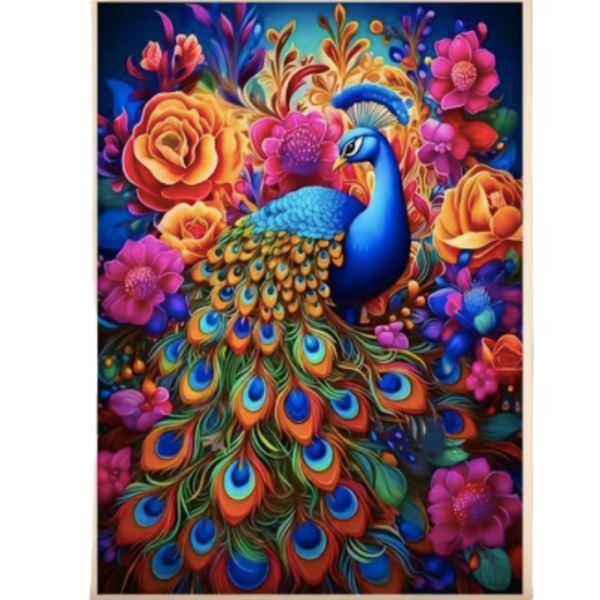 Peacock in Bloom - 30cm x 40cm Diamond Painting Kit