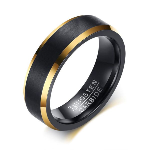 Tech Ten - Mens 8MM Thin Tungsten Carbide Ring - Black &amp; Blue