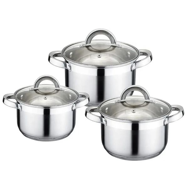 Hotpot Casseroles 6 Piece Non Stick Cooking Pots Set Capsule Bottom Glass Lid