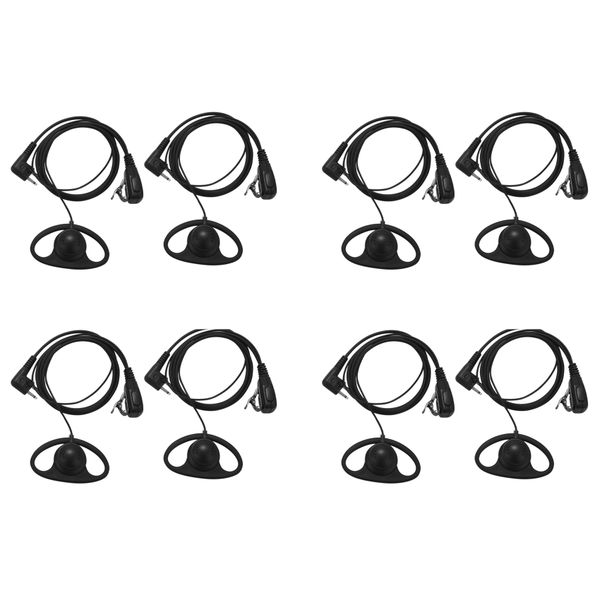 (8 Pack) 2Pin Advanced D Shape Clip-Ear Ptt Headset Earpiece Mic