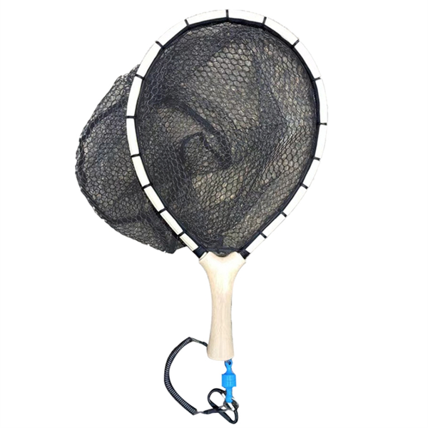 Nylon Fly Fishing Net Wooden Non-Slip Handle Straight Handle Nets