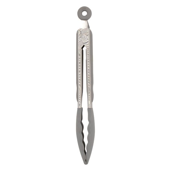 Regent Kitchen Food Tong Stainless Steel with Grey Silicone Tips,