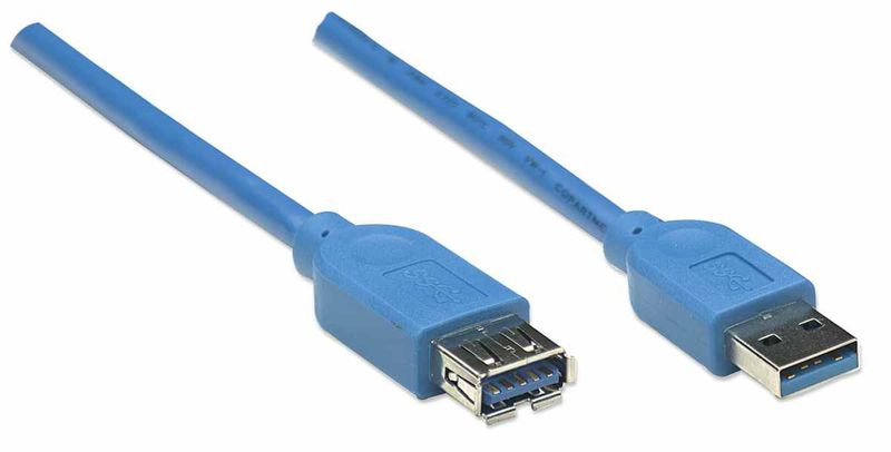 Manhattan Superspeed USB Extension Cable-A Male / A Female -3m Blue