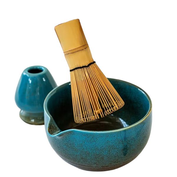 Matcha Tea Making Set with Bowl, Whisk &amp; Stand, Spoon, Sieve