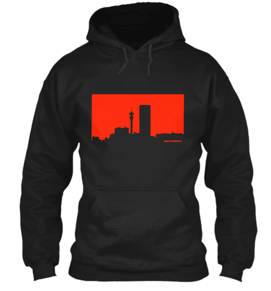 Jozi Streets Skyline Hoodie Navy Neon Red