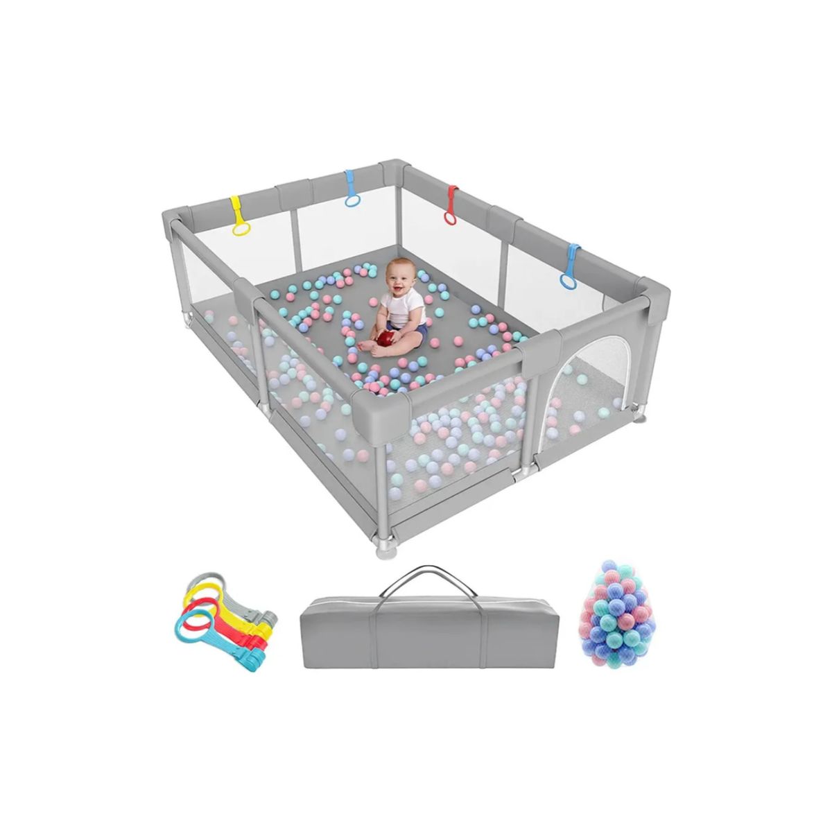 Baby Game Playpen Portable Safety Fence Play Yard For Children-Grey ...