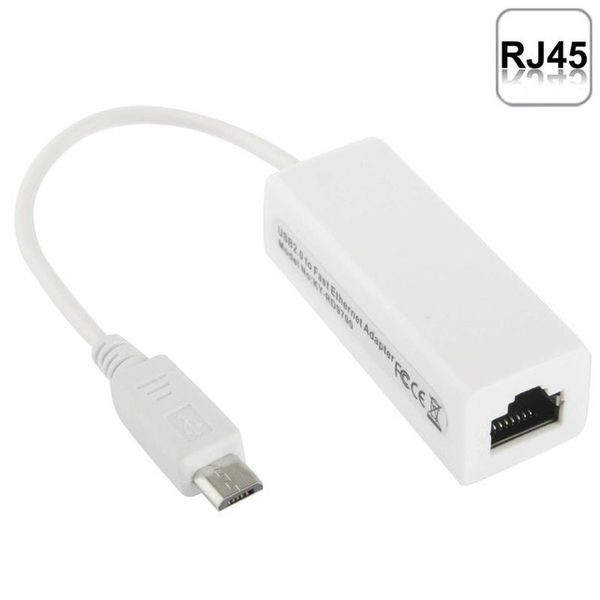 Micro USB 2.0 Ethernet Adapter for Android TV/Tablet - 20cm - White