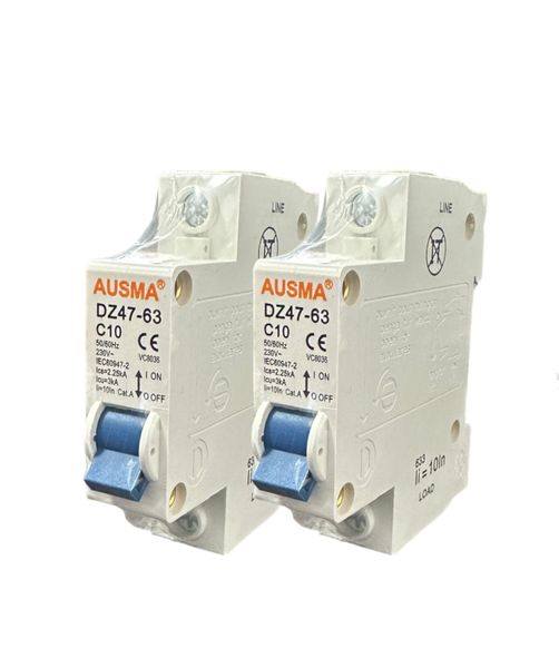 2 X Ausma Din Rail Circuit Breaker - 1P 10A