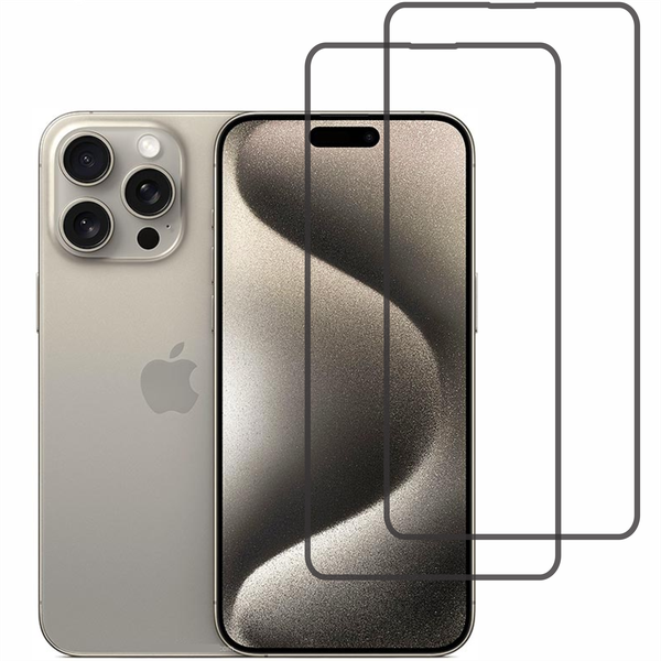 9D Tempered Glass Screen Protector for iPhone 15 Pro Max Pack of 2