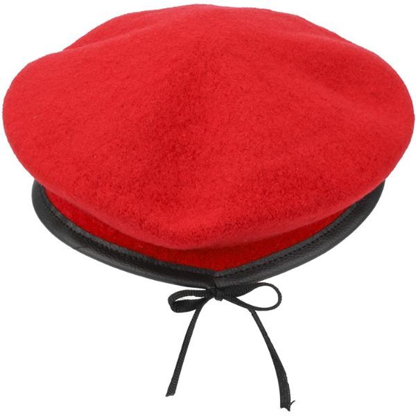 100% Red wool beret with leather trim | Shop Today. Get it