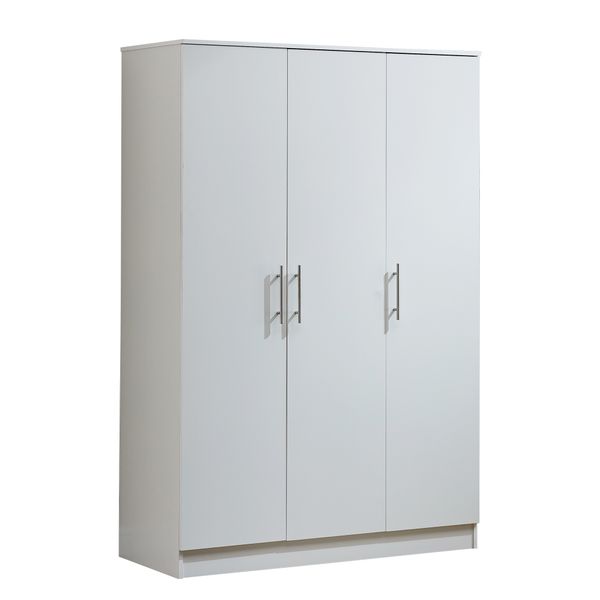 Large Capacity Wardrobe - Minimalist Style White Three Door