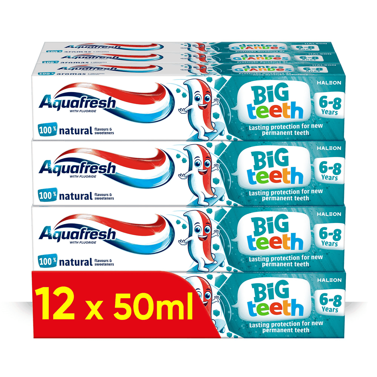 Aquafresh Kids Toothpaste Big Teeth for Kids Aged 6 to 8 Years x12 ...