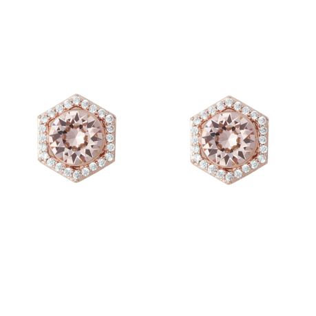 Stella Luna Honeycomb Earring with Swarovski Vintage Rose Crystal Rosegold Image