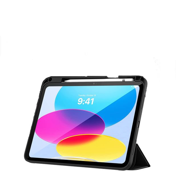 TUFF-LUV Smart Case and Stand - with Apple Pencil Holder for the Apple iPad 10.9" (2022) - Black (Only fits NEW 10.9" iPAD - Launched October 2022)