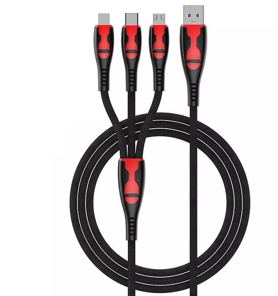 3 in 1 6A USB Fast Charging Cable Compatible With - Type C / Micro USB / Lightning
