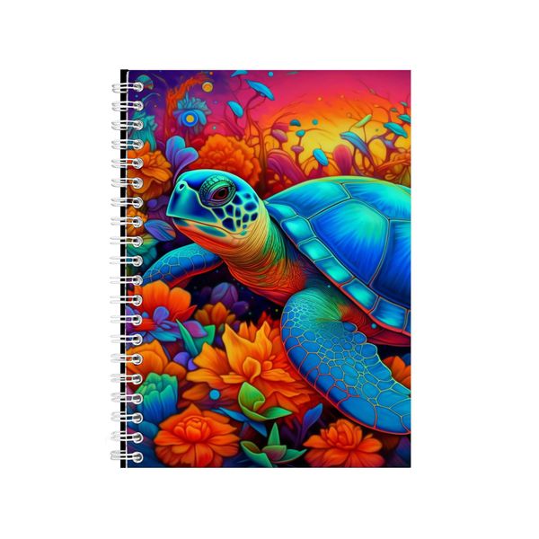 Blue Sea Turtle Orange Tulips Neon Notebook Gift Idea A4 Notepad Pad 70