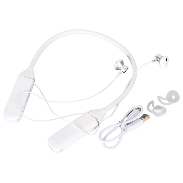 Bluetooth neckband headphones LED white