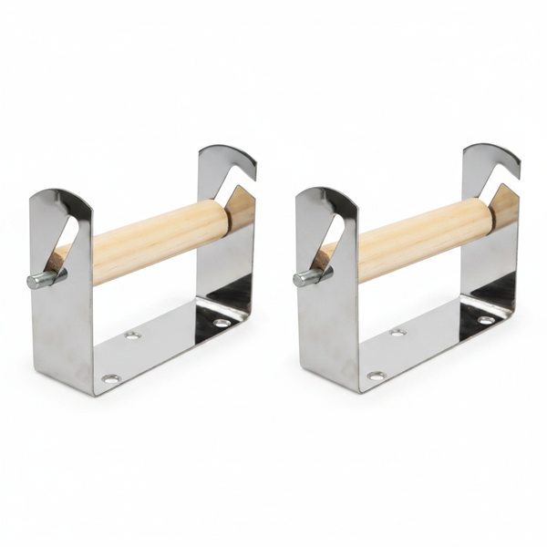 Stainless Steel Toilet Roll Holder with Wooden Insert - Wall - 2 Pack