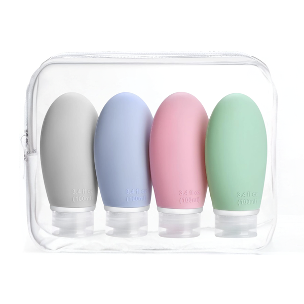 Reusable Silicone Travel Bottle Set with Carry Bag