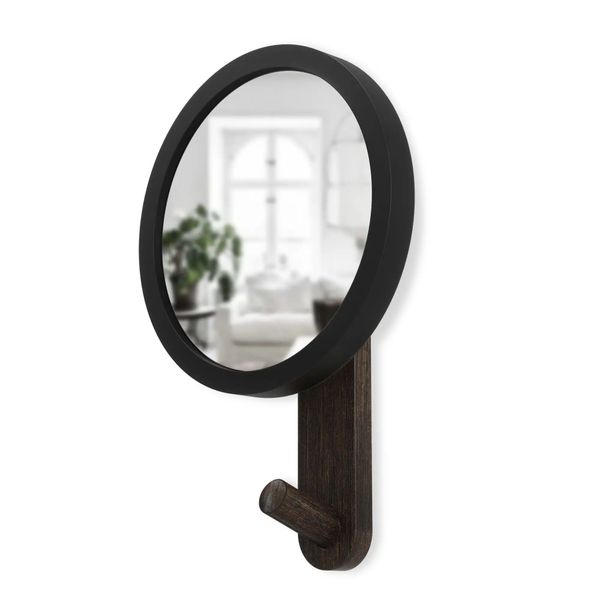 Umbra - Hub Mirror Hook Single - Black &amp; Walnut