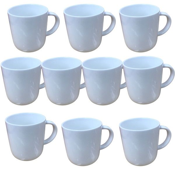 10 - Piece durable 480ml ceramic mugs, dishwasher &amp; microwave safe.