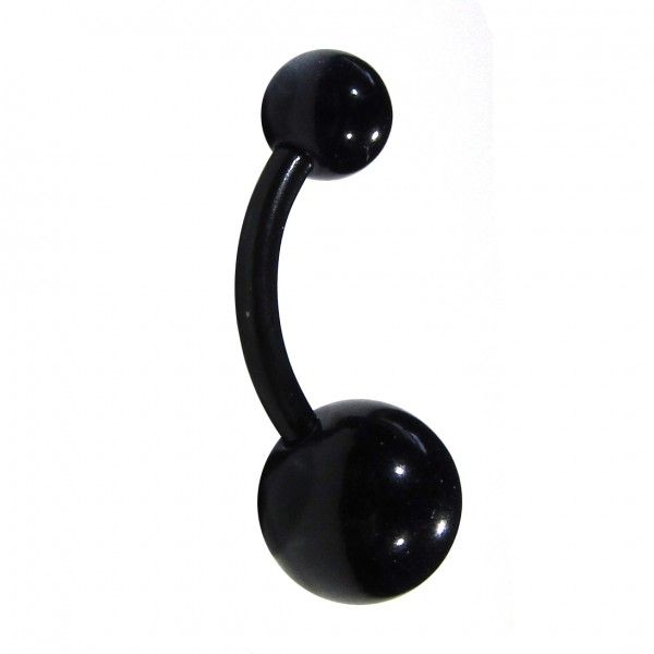 Fabulae Plain Black Belly Ring, Millie