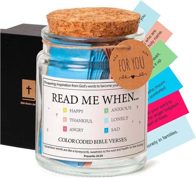 Bible Verse Jar with 90 Pcs Colored Bible Verse, Read Me When Hope Jar