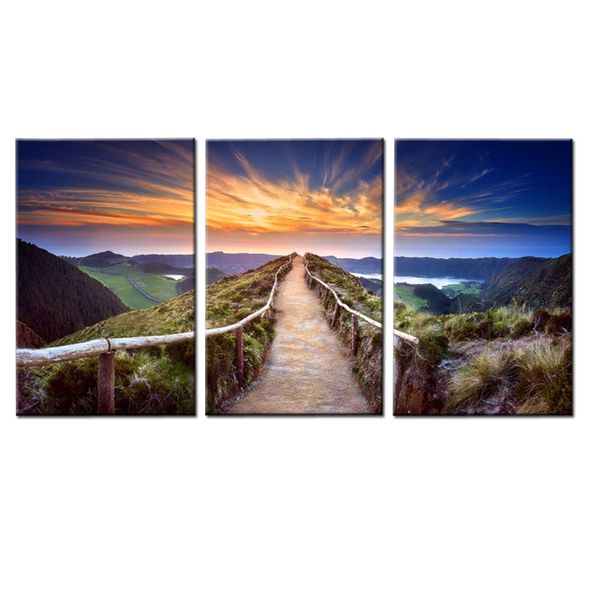 Canvas-Art-3 Pieces Sunset Hiking Mountain Abstract Wall Art