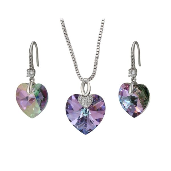 XP Heart Shaped Swarovski Embellished Crystal Set - Lilac