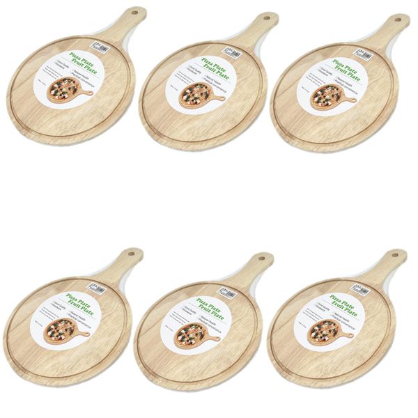 6x Pizza Board - Serving Plate - Cutting Board - Premium Meranti Wood