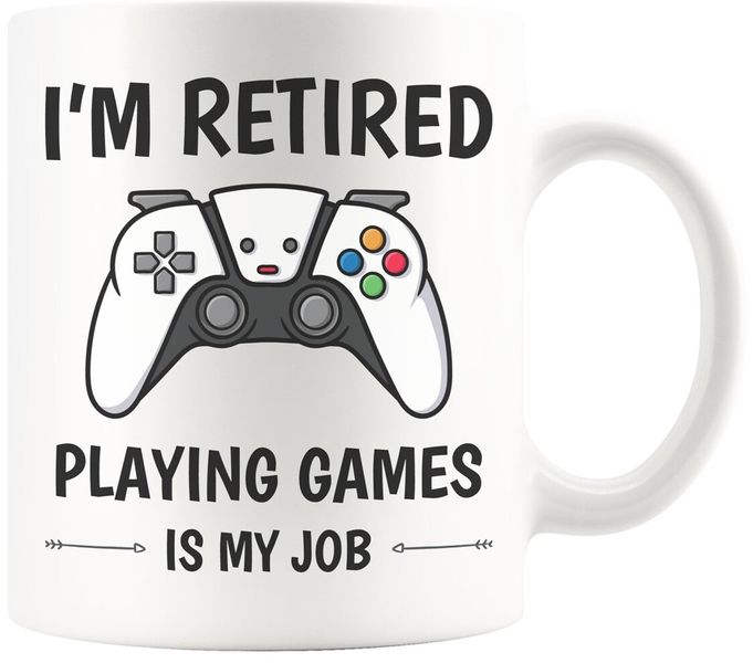 I'm Retired Playing Games Is My Job Christmas Birthday Colleague Gift Mug
