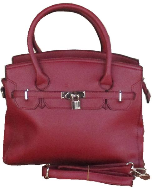 Deep Red Structured &amp; Soft Imitation Leather Bags with Detachable Straps