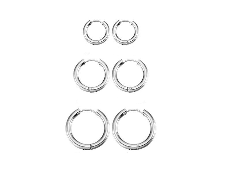 Receive 3 sets of Stainless steel hoop earrings - Slide