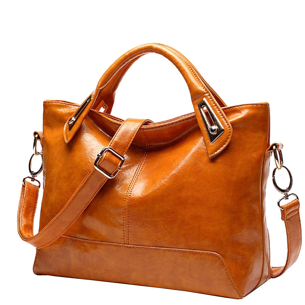 Women's Stylish Oil Wax PU Leather Messenger Handbag - Brown | Shop ...