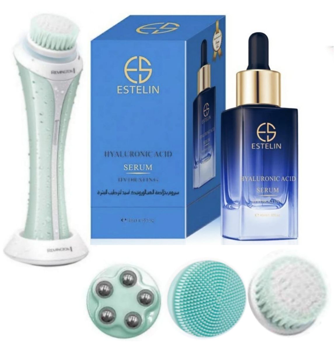 Lilhe 4 in 1 Facial Cleansing Brush & Hyaluronic Acid Serum Bundle