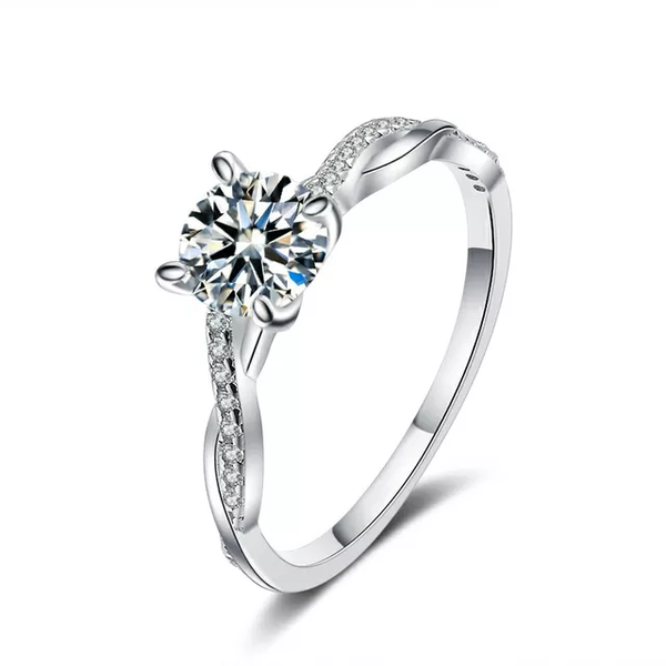 Sterling Silver Genuine 925 Cubic Zircon Wedding, Engagement, Gift Ring 1ct