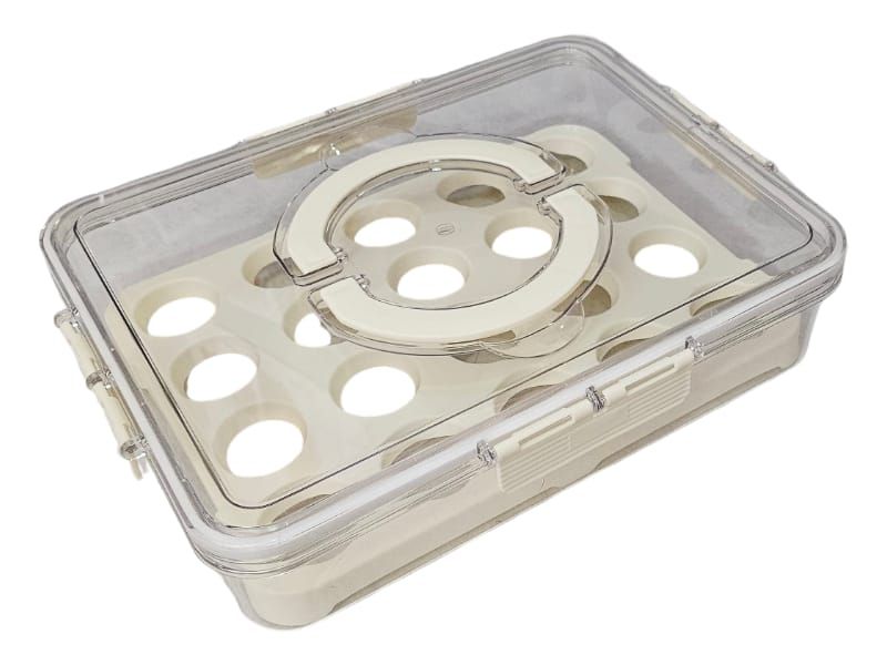 20 Egg Storage Tray Airtight with 4 Safety Clips + Carry Handle