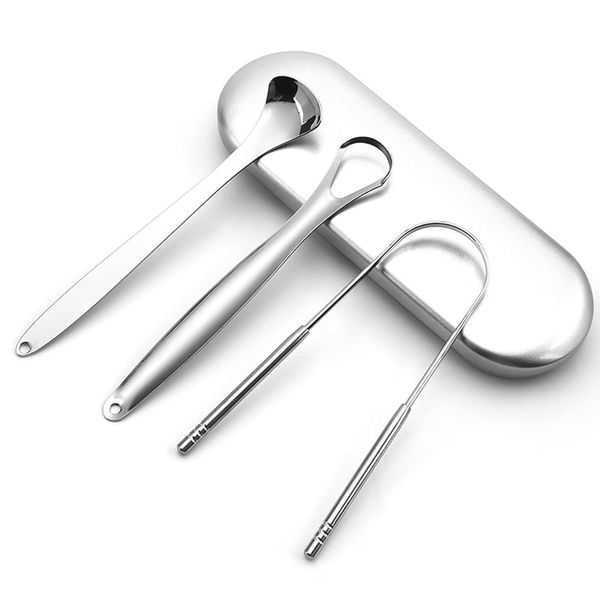Tongue Scraper/ Cleaner Set for Fresh Breath - 3 Scrapers + Case