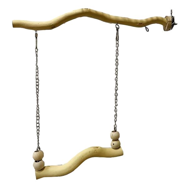 Pet Natural Wood Parrot Hanging Bridge Curved Perch - 25cm