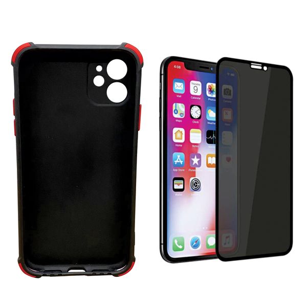 iPhone 11 Black Privacy Anti Spy Screen Protector and Back Cover Combo