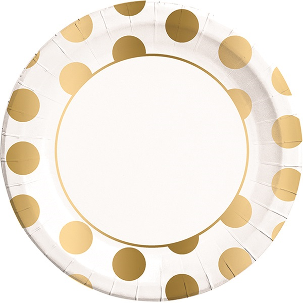 Procos Gold Dots Large Paper Plates - 23cm