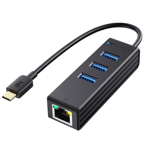USB Type-C | 4-in-1 Hub with Gigabit Ethernet &amp; 3 USB 3.0 Ports