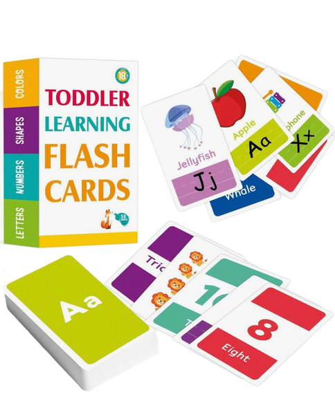 Educational Preschool Toddler Flashcards - Colors Number Shapes Letters