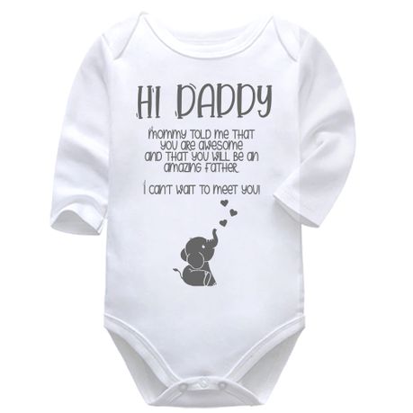 Hi Daddy Pregnancy Announcement Baby Vest Bodysuit Onesie Long Sleeve Image