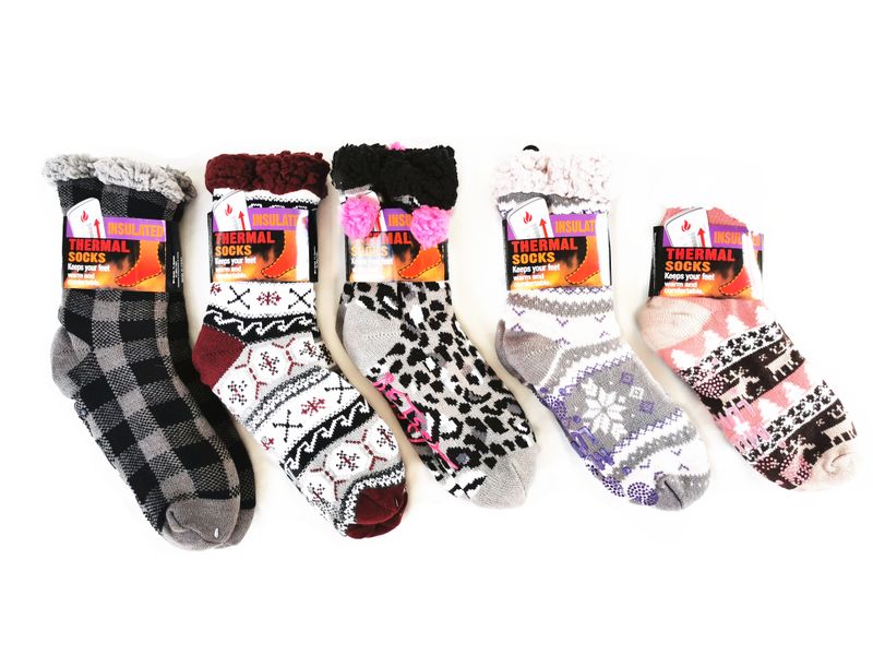 5 Pairs Of Original Thermal Socks - Winter Socks - Assorted Design &amp; Colour