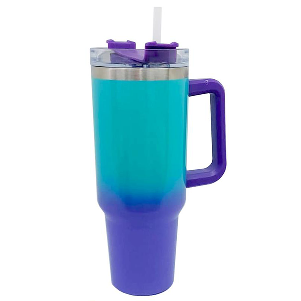 Purple Teal Straw Water Bottle