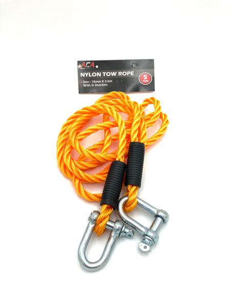 ACA - Nylon Tow Rope with D-Shackles - 5 Ton
