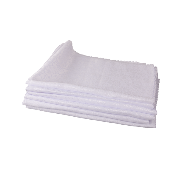 6 Piece White Satin Jacquard Fabric with flower Pattern for Wedding