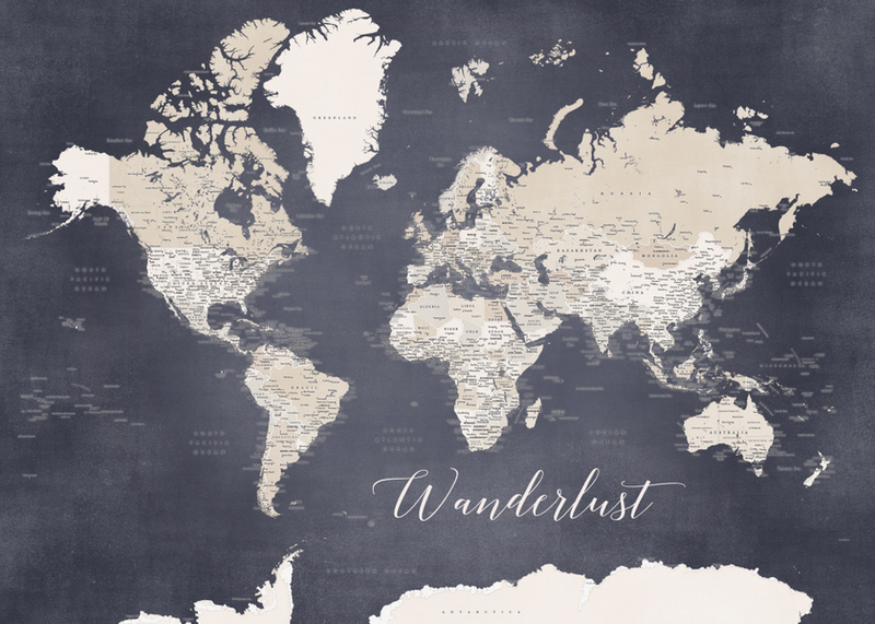Wall Art Canvas - Wanderlust World Map